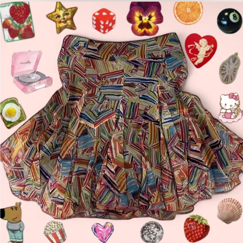 Desigual Vibrant Striped Skater Skirt